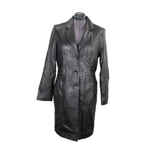 Wilsons Pelle Studio Leather‎ Coat Women's Size Large Y2K Minimalist Mid Length